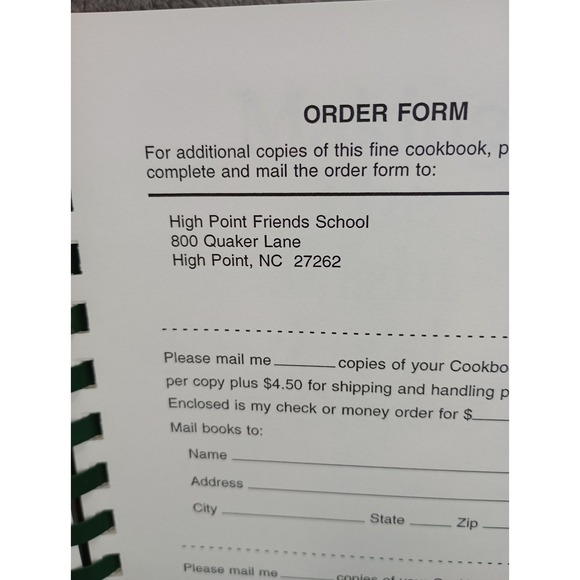 High Point Friends School and Meeting Cookbook High Point NC 2006 Local Recipes - Picture 16 of 16